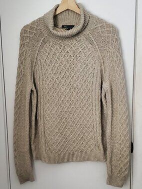 Vince. Cable Knit Oatmeal Turtleneck Sweater
